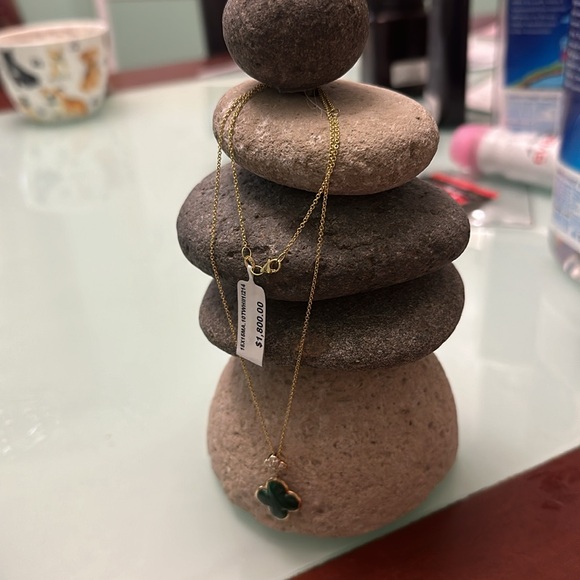 EFFY Diamond Cluster malachite 14k Gold 18" Pendant Necklace (7/8 ct. t.w.) - Picture 5 of 6